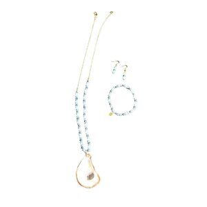 Hand-crafted 3 piece "Serenity" oyster shell necklace jewelry set